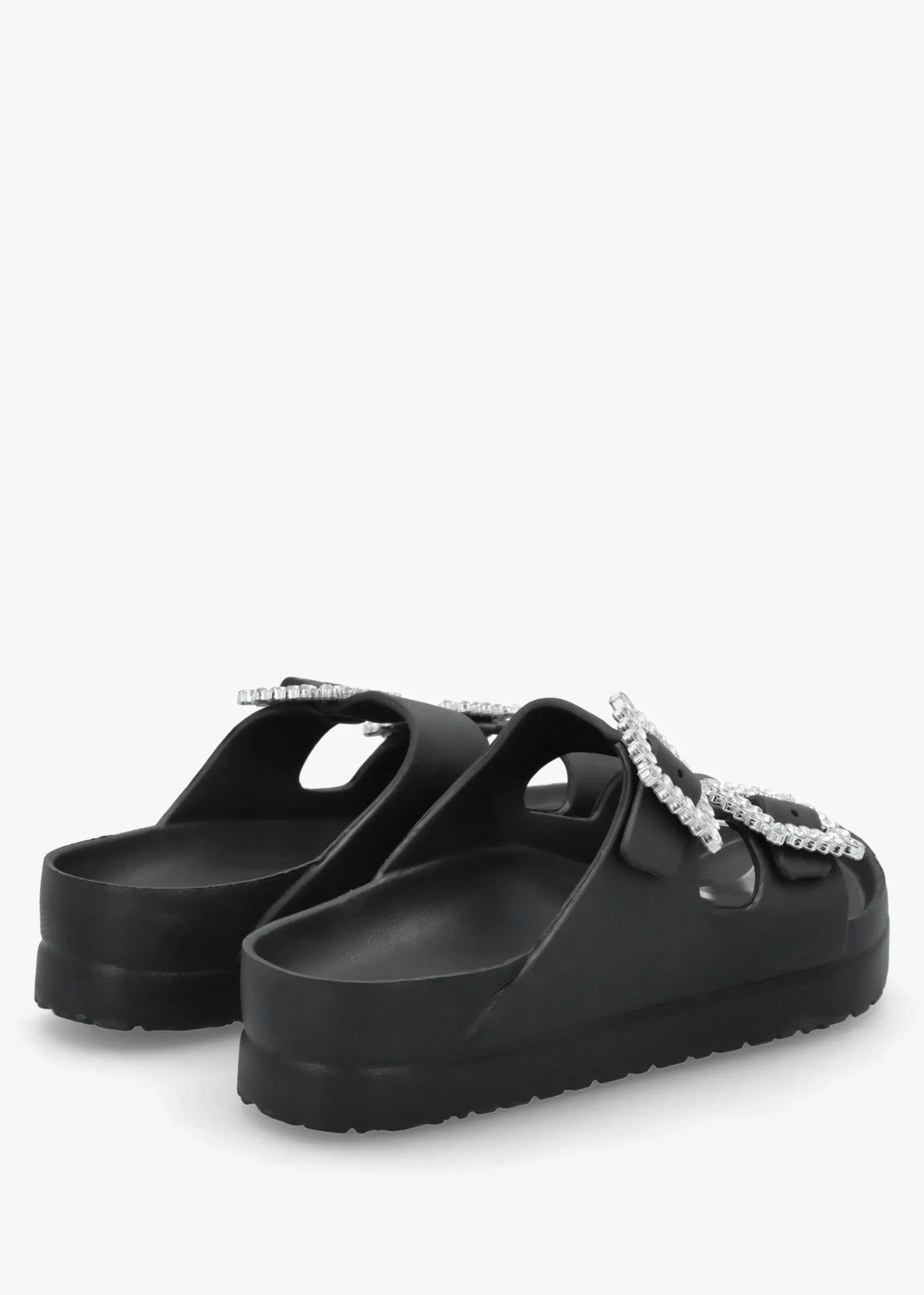 Black Two Bar Embellished Mules