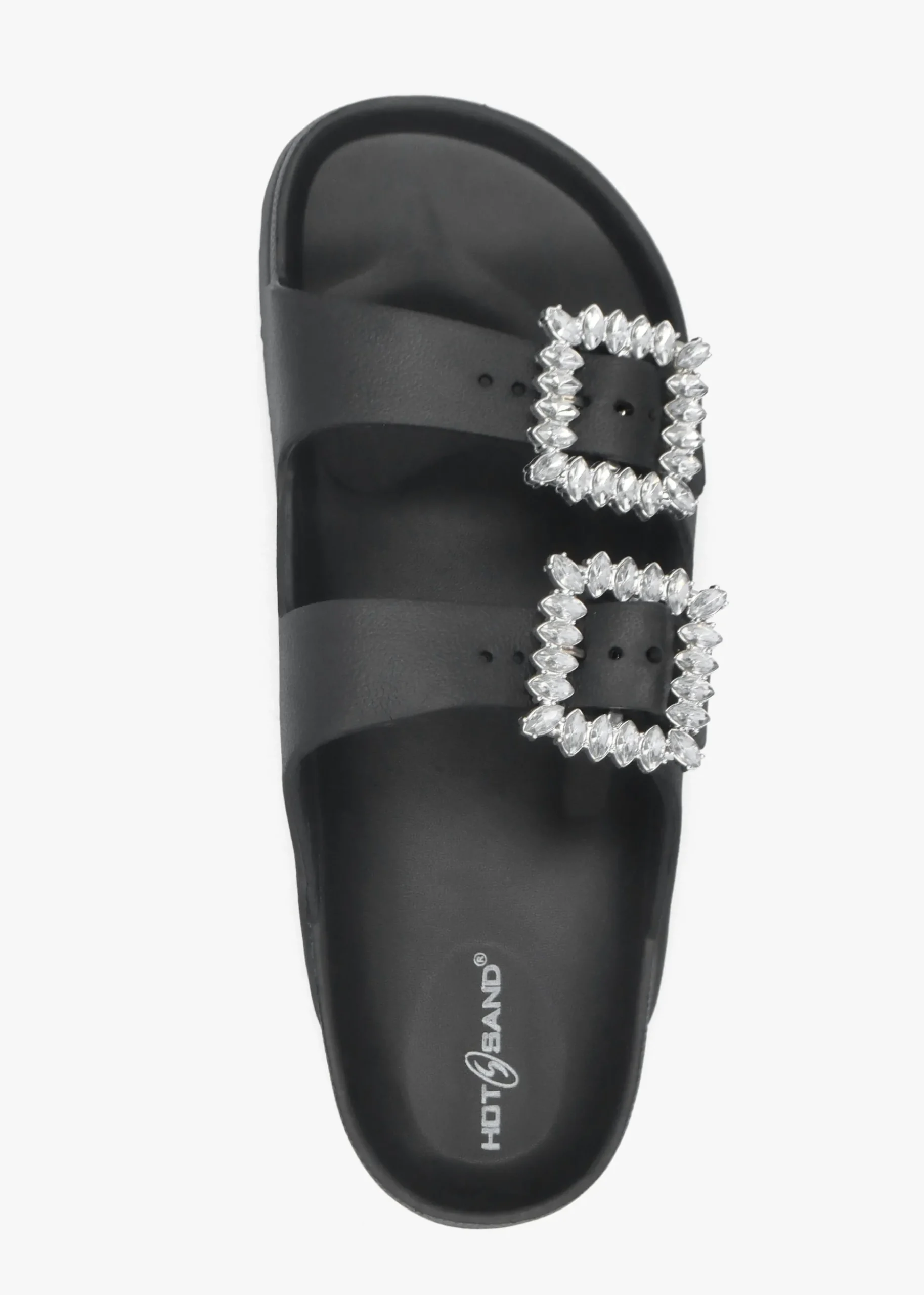 Black Two Bar Embellished Mules