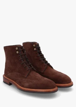 Blackwater Chocolate Suede Brogue Boots