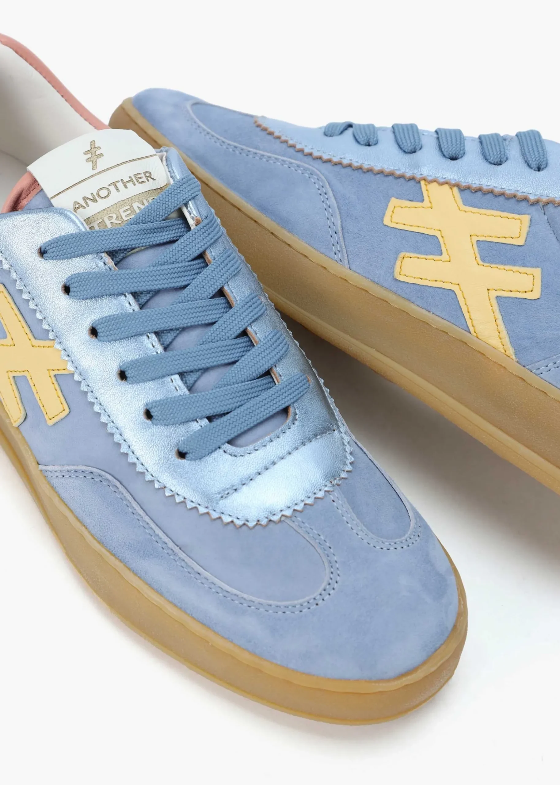 Blue Suede & Metallic Leather Trainers