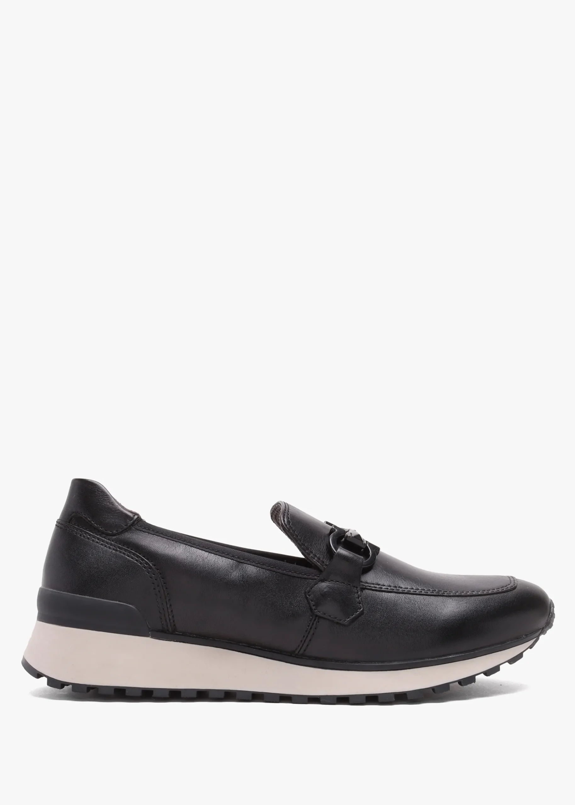 Blythe Black Leather Low Wedge Loafers