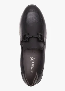 Blythe Black Leather Low Wedge Loafers