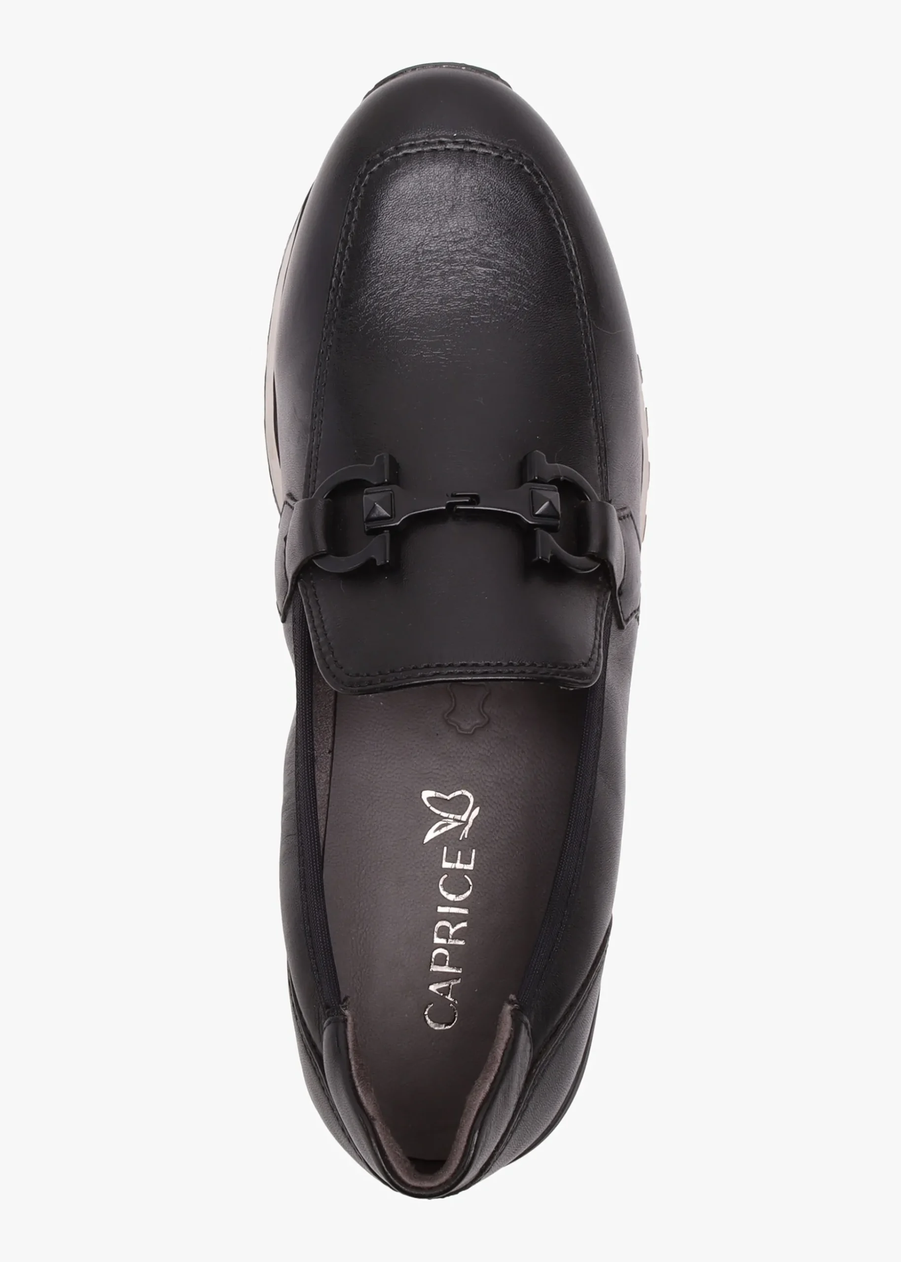 Blythe Black Leather Low Wedge Loafers