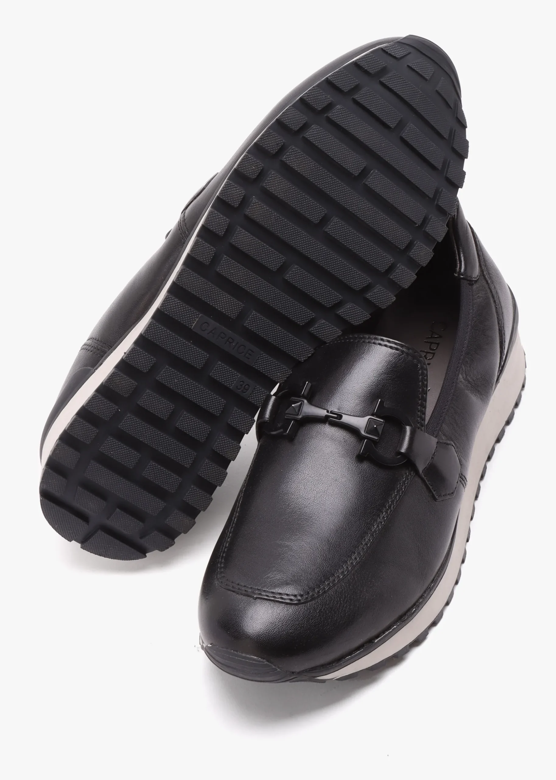 Blythe Black Leather Low Wedge Loafers