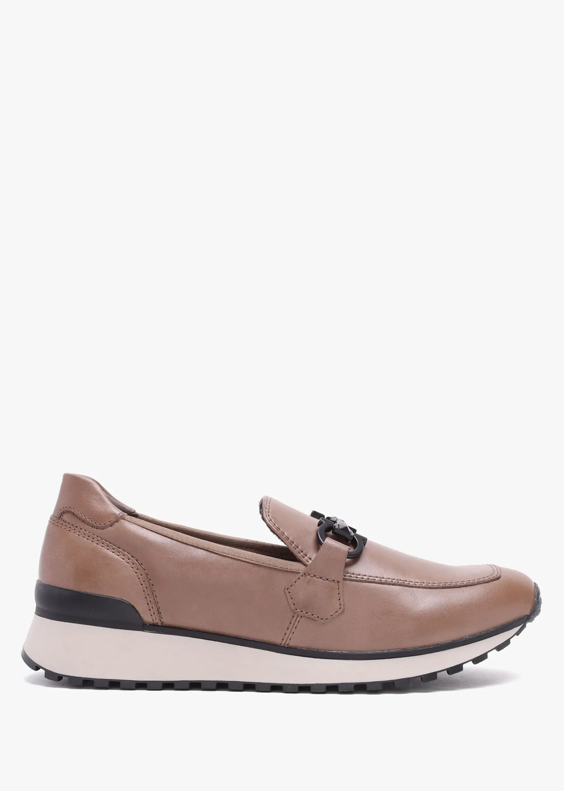 Blythe Taupe Leather Low Wedge Loafers