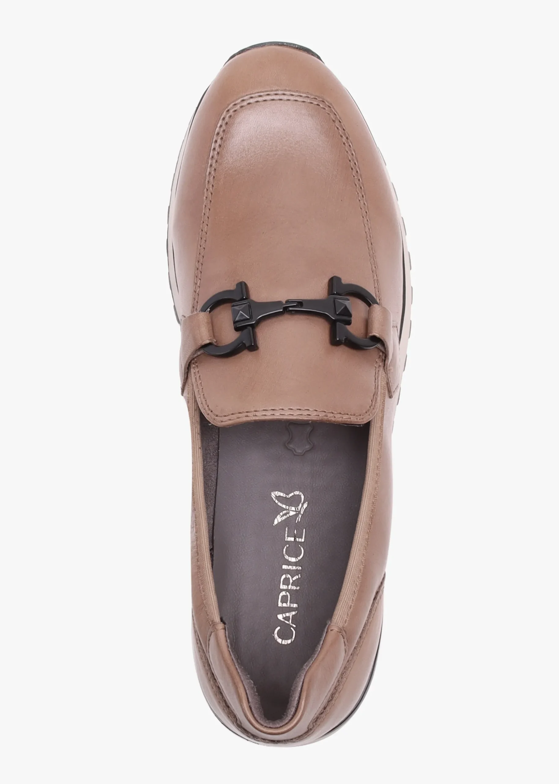 Blythe Taupe Leather Low Wedge Loafers