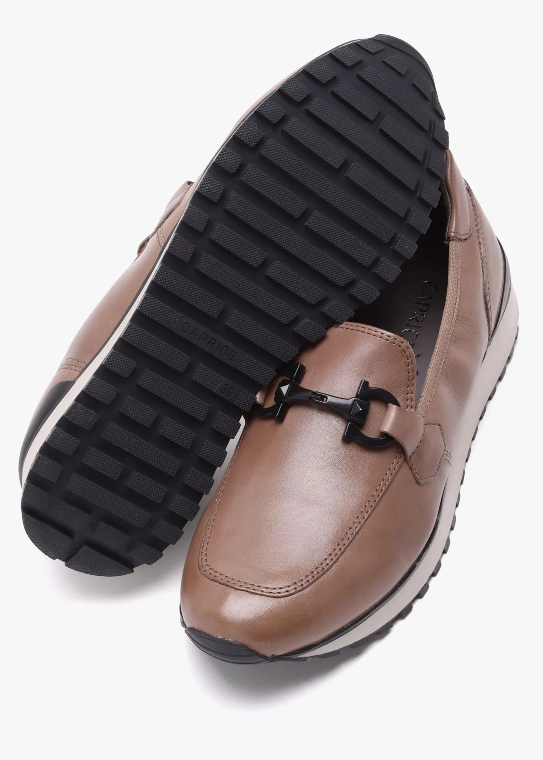 Blythe Taupe Leather Low Wedge Loafers