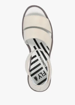 Bono Off White Leather Mid Wedge Sandals