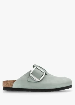 Boston Big Buckle Pure Sage Nubuck Leather Clogs