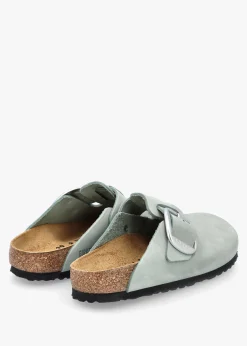 Boston Big Buckle Pure Sage Nubuck Leather Clogs
