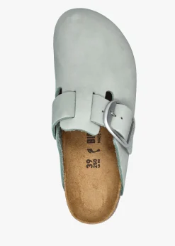 Boston Big Buckle Pure Sage Nubuck Leather Clogs