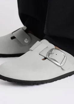 Boston Big Buckle Pure Sage Nubuck Leather Clogs