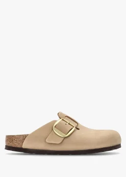 Boston Big Buckle Sandcastle Nubuck Leather Clogs