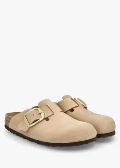 Boston Big Buckle Sandcastle Nubuck Leather Clogs