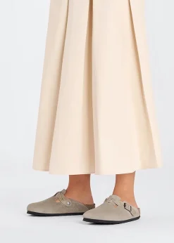 Boston Braided Taupe Suede Leather Clogs