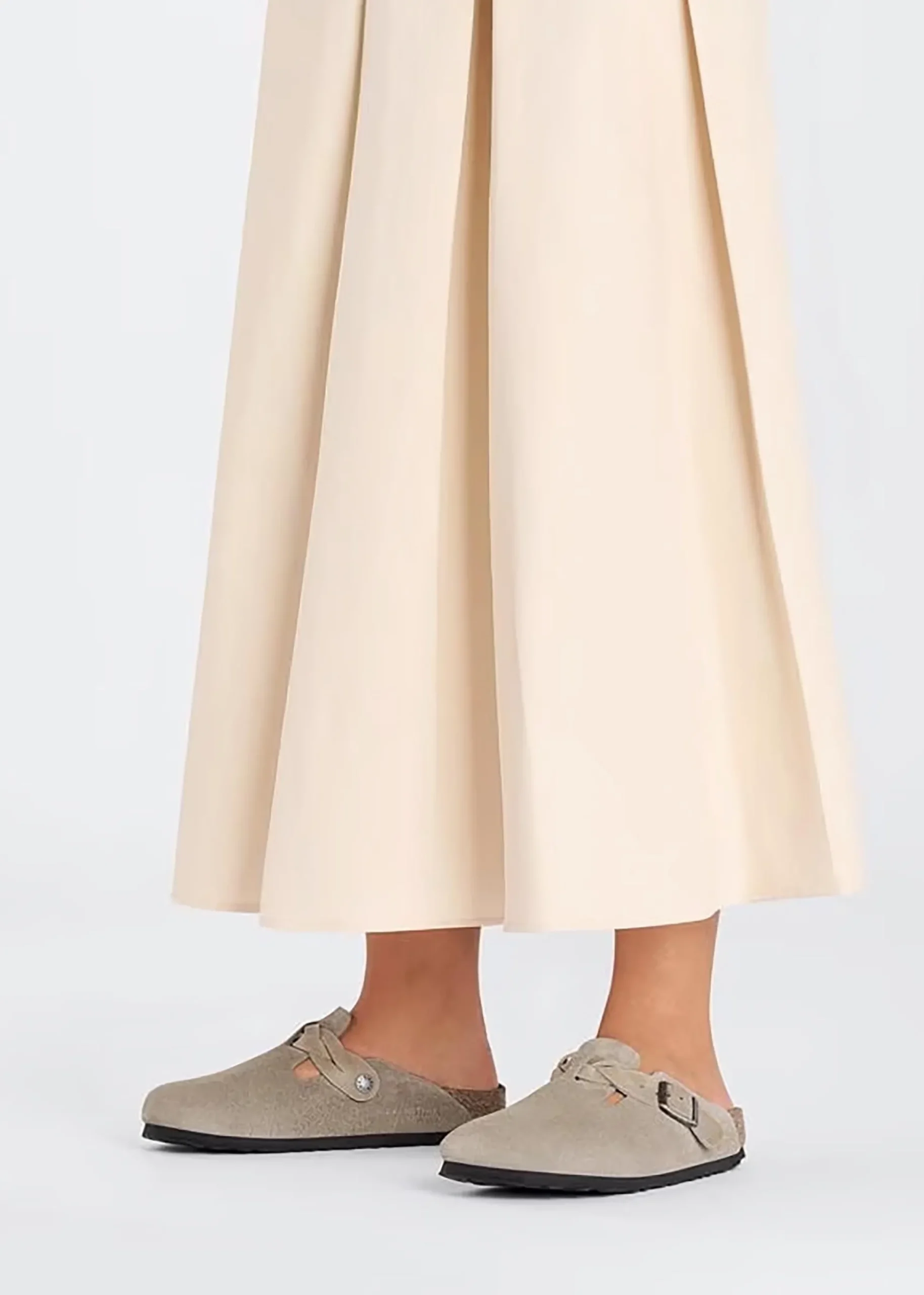 Boston Braided Taupe Suede Leather Clogs