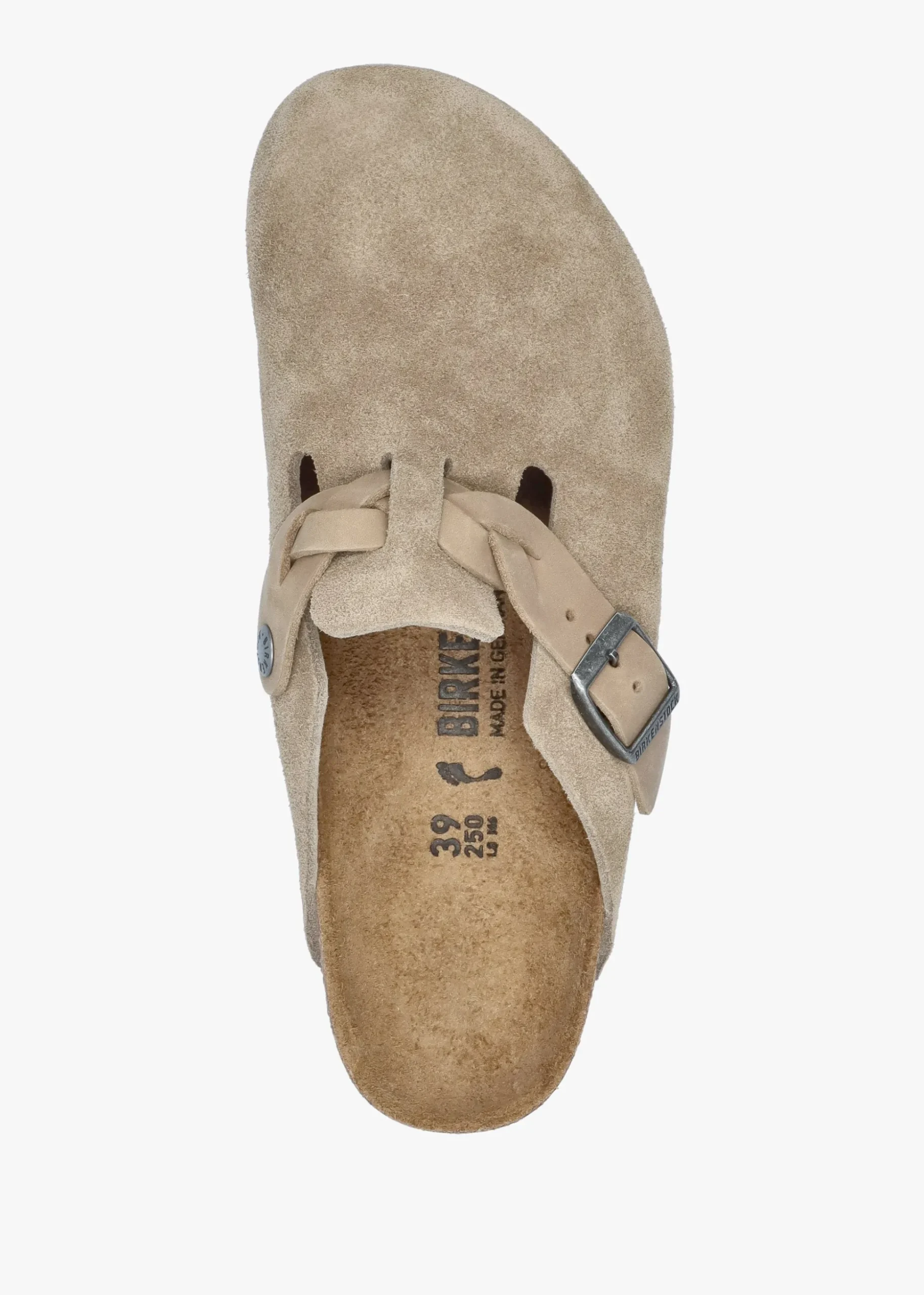 Boston Braided Taupe Suede Leather Clogs