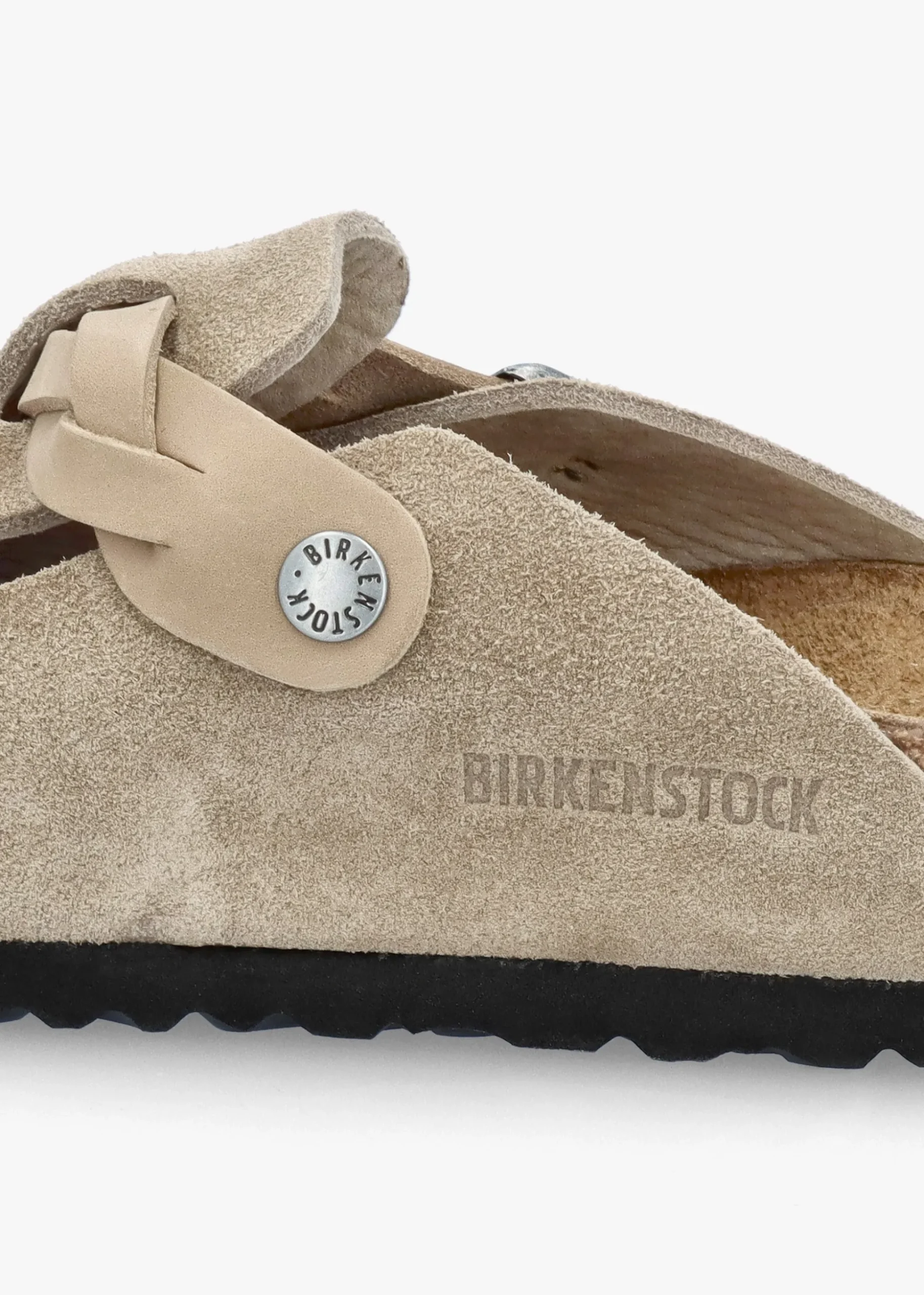 Boston Braided Taupe Suede Leather Clogs