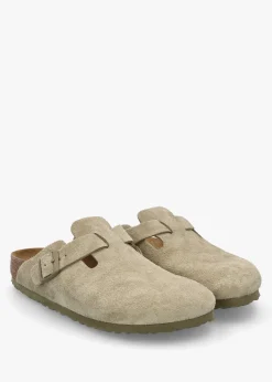 Boston Faded Khaki Suede Clogs