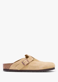 Boston Latte Cream Suede Leather Clogs