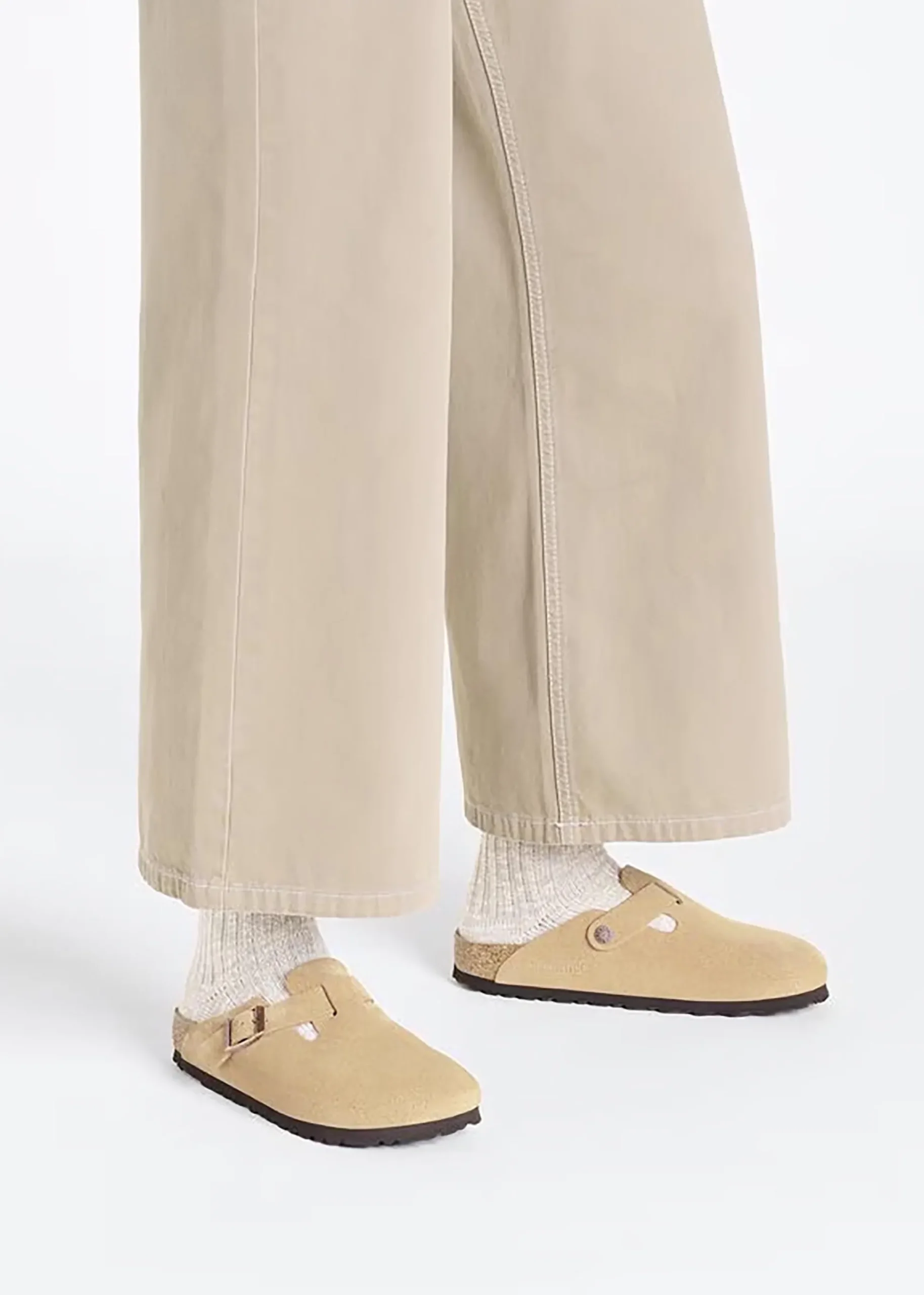 Boston Latte Cream Suede Leather Clogs