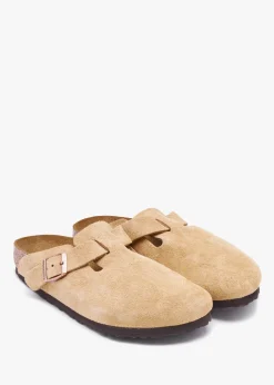 Boston Latte Cream Suede Leather Clogs
