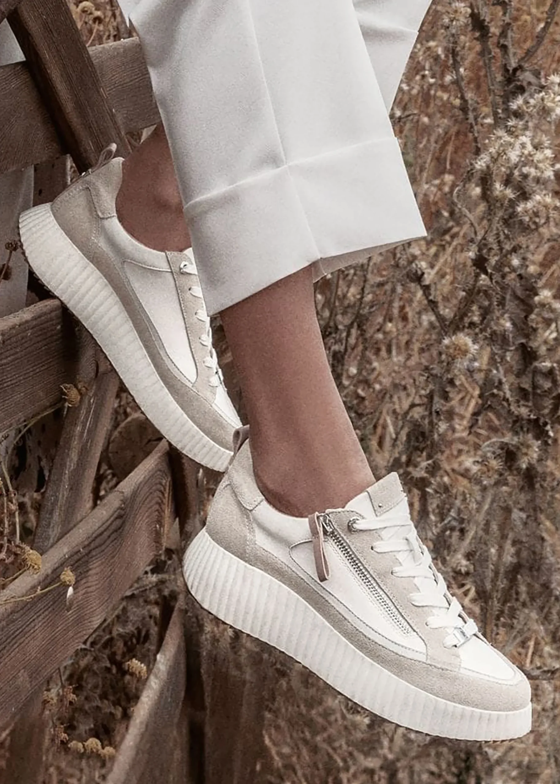 Bouville Off White Leather & Suede Chunky Trainers