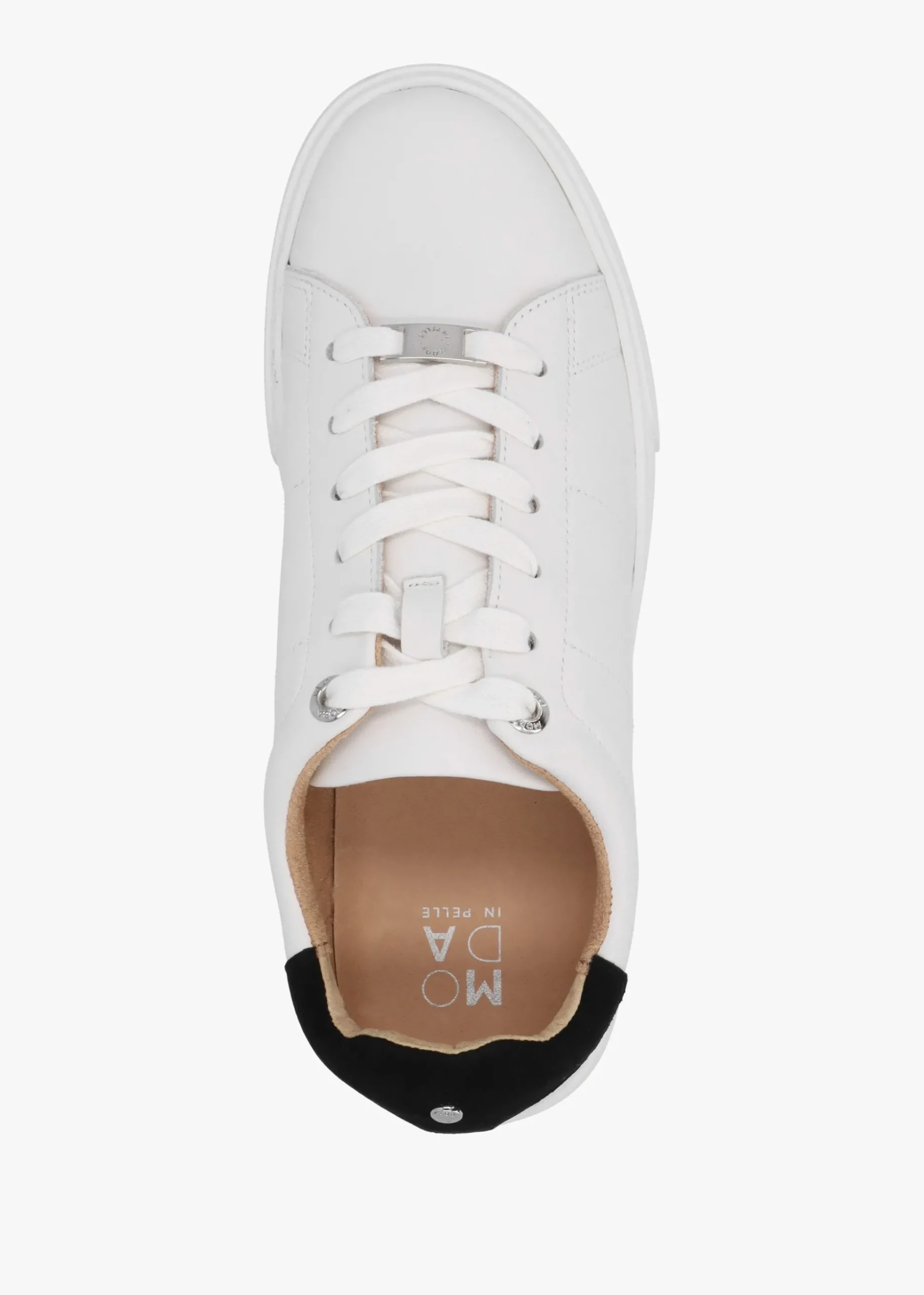 Brandie White Leather Black Ankle Tab Trainers