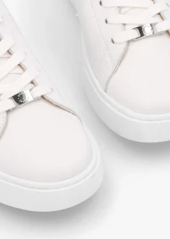Brandie White Leather Black Ankle Tab Trainers
