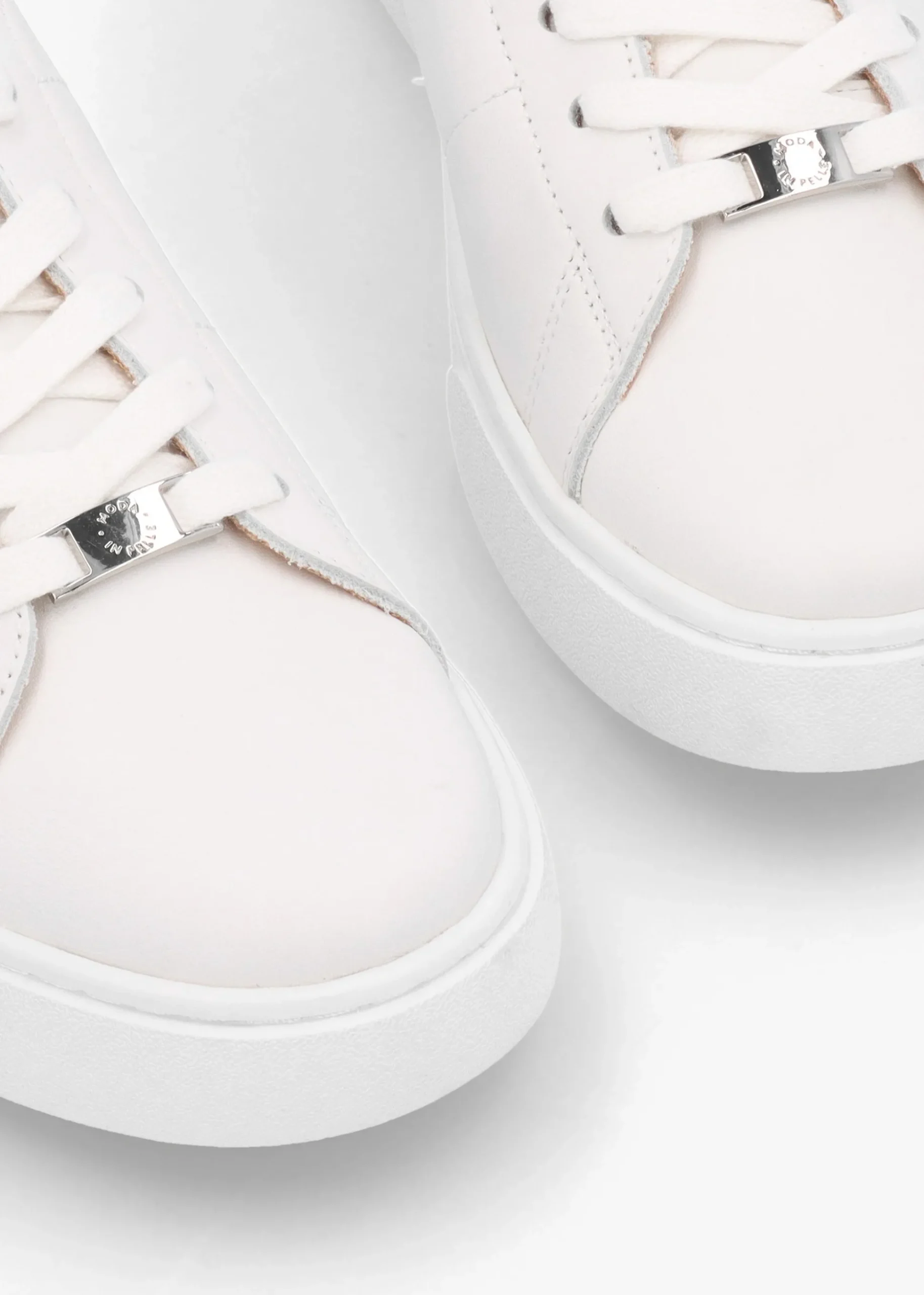 Brandie White Leather Black Ankle Tab Trainers
