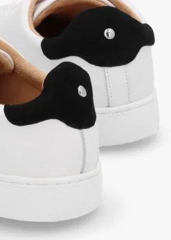 Brandie White Leather Black Ankle Tab Trainers