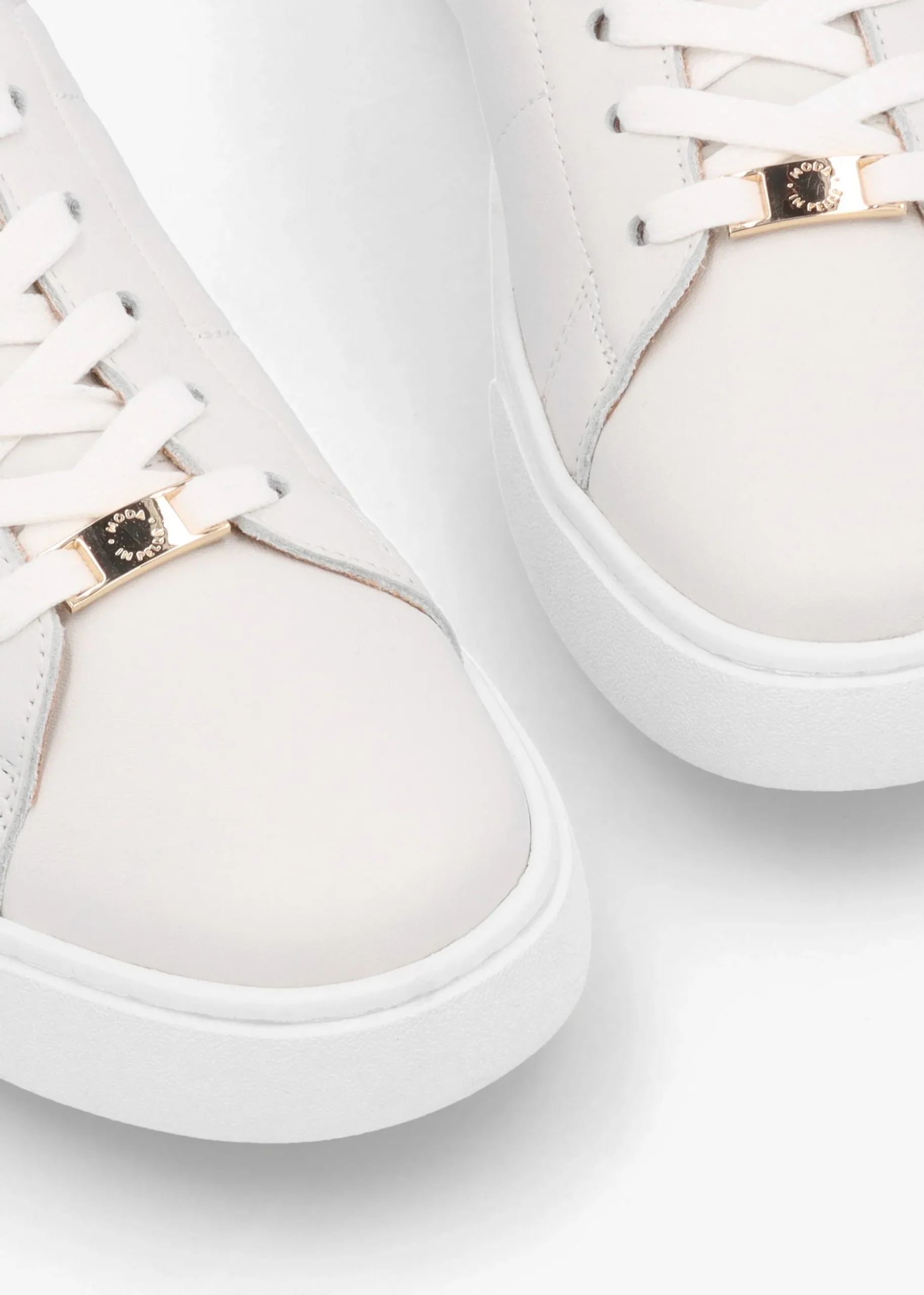 Brandie White Leather Leopard Ankle Tab Trainers