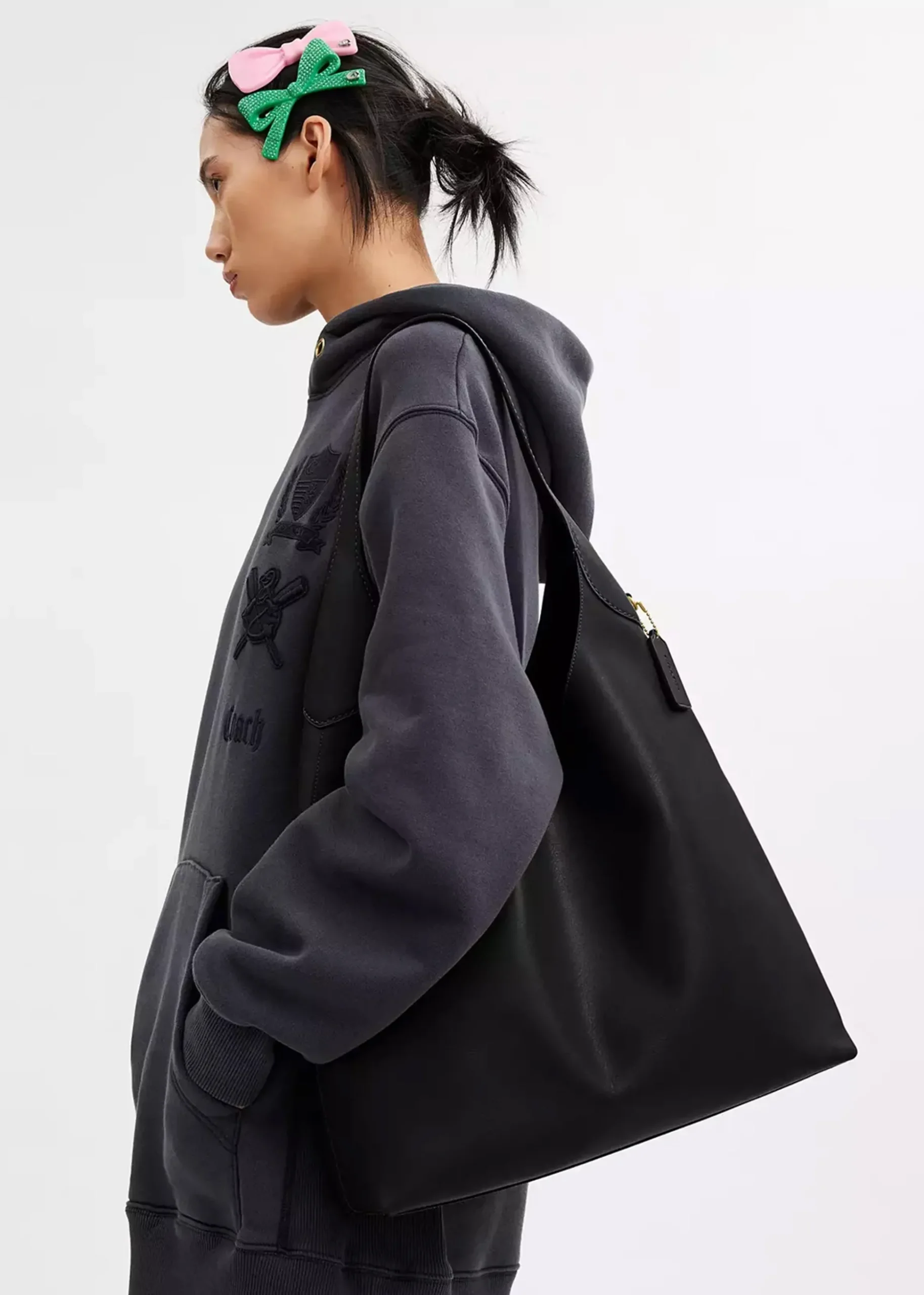 Brooklyn 39 Brass Black Leather Shoulder Bag