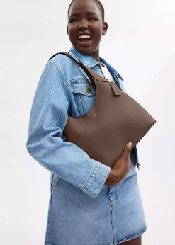 Brooklyn 28 Dark Stone Leather Shoulder Bag