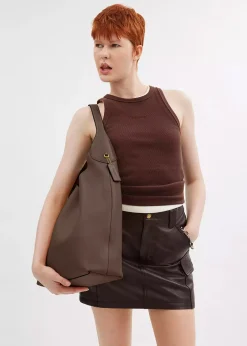 Brooklyn 39 Dark Stone Leather Shoulder Bag