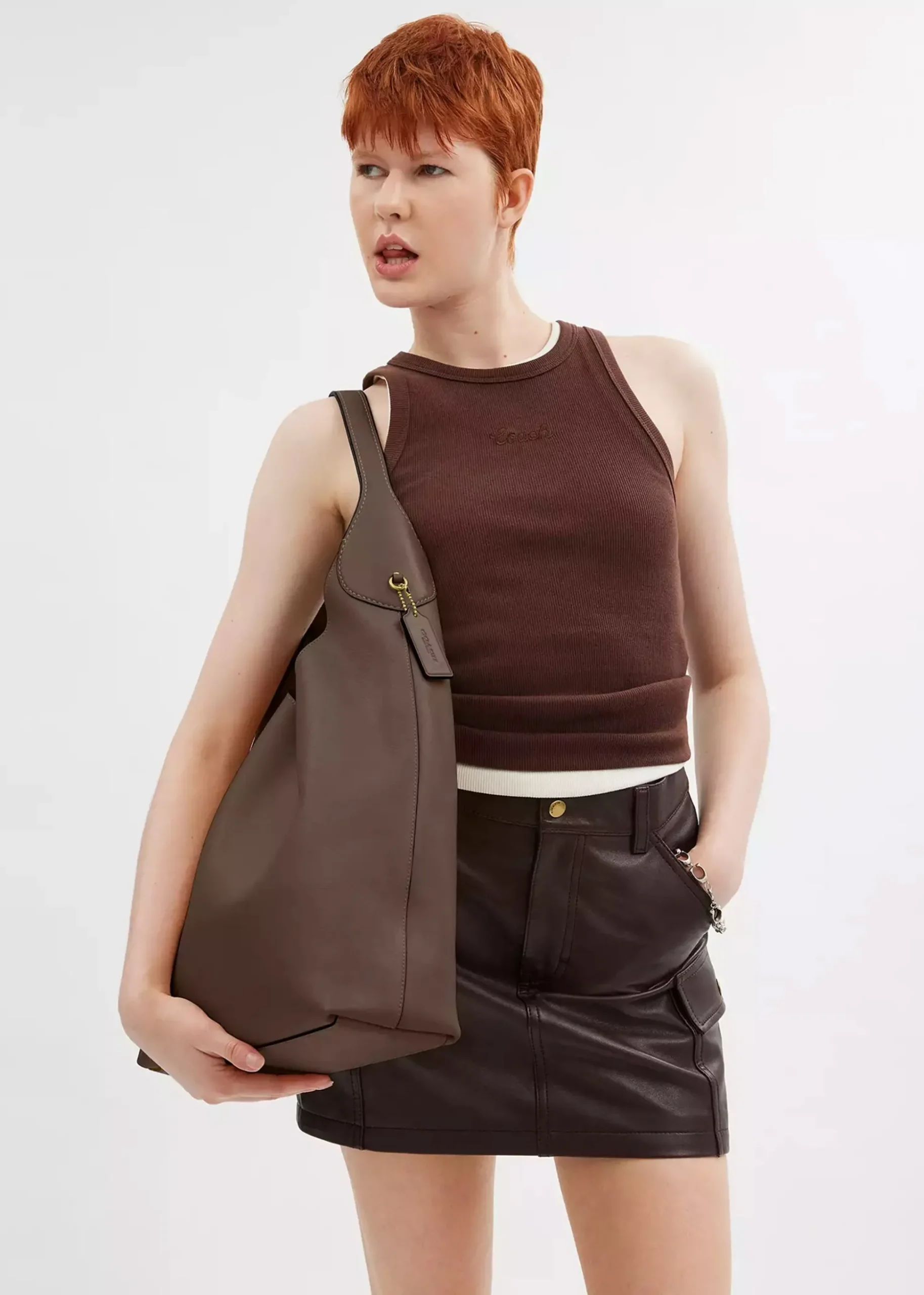 Brooklyn 39 Dark Stone Leather Shoulder Bag