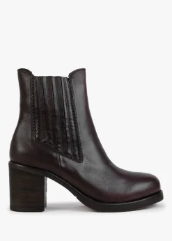 Brown Leather Block Heel Chelsea Boots