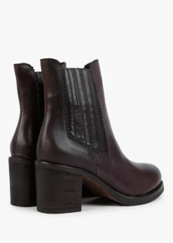 Brown Leather Block Heel Chelsea Boots
