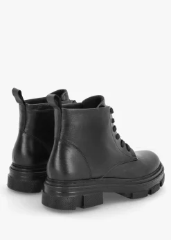Bule Black Leather Low Ankle Boots