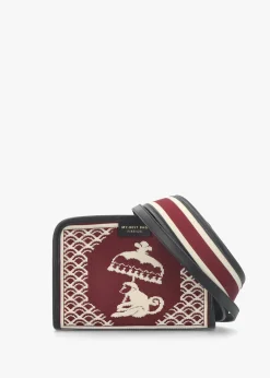 Burgundy Monkey Tapestry Cross-Body Bag