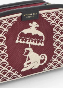 Burgundy Monkey Tapestry Cross-Body Bag