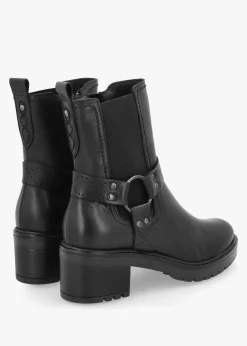 Butini Black Leather Block Heel Chelsea Boots