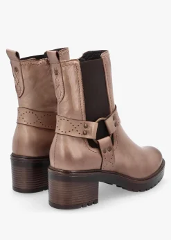 Butini Taupe Leather Block Heel Chelsea Boots