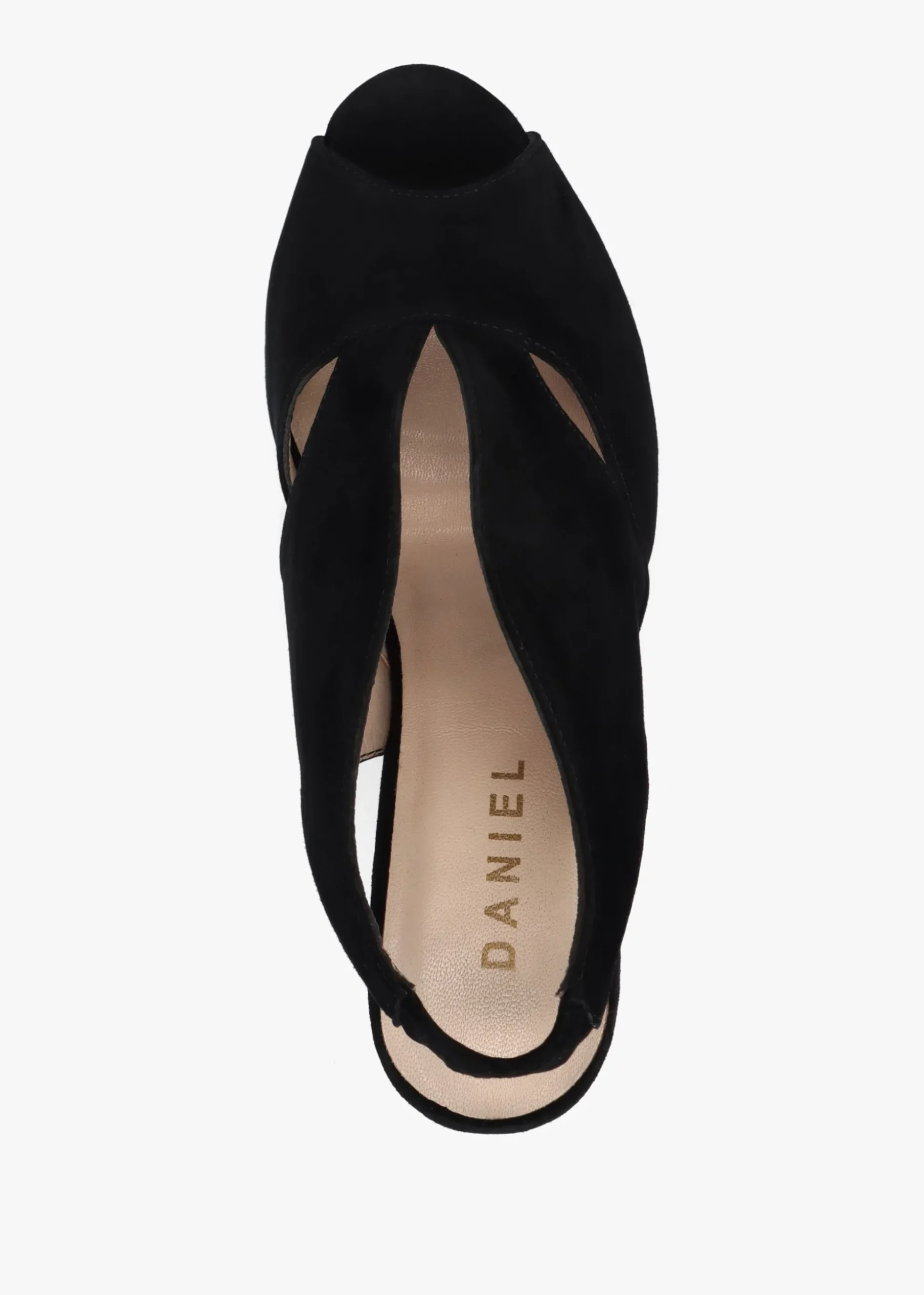 Calencia Black Suede Asymmetric Block Heel Sandals