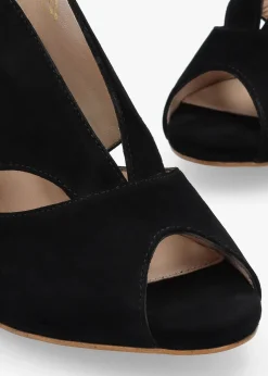 Calencia Black Suede Asymmetric Block Heel Sandals
