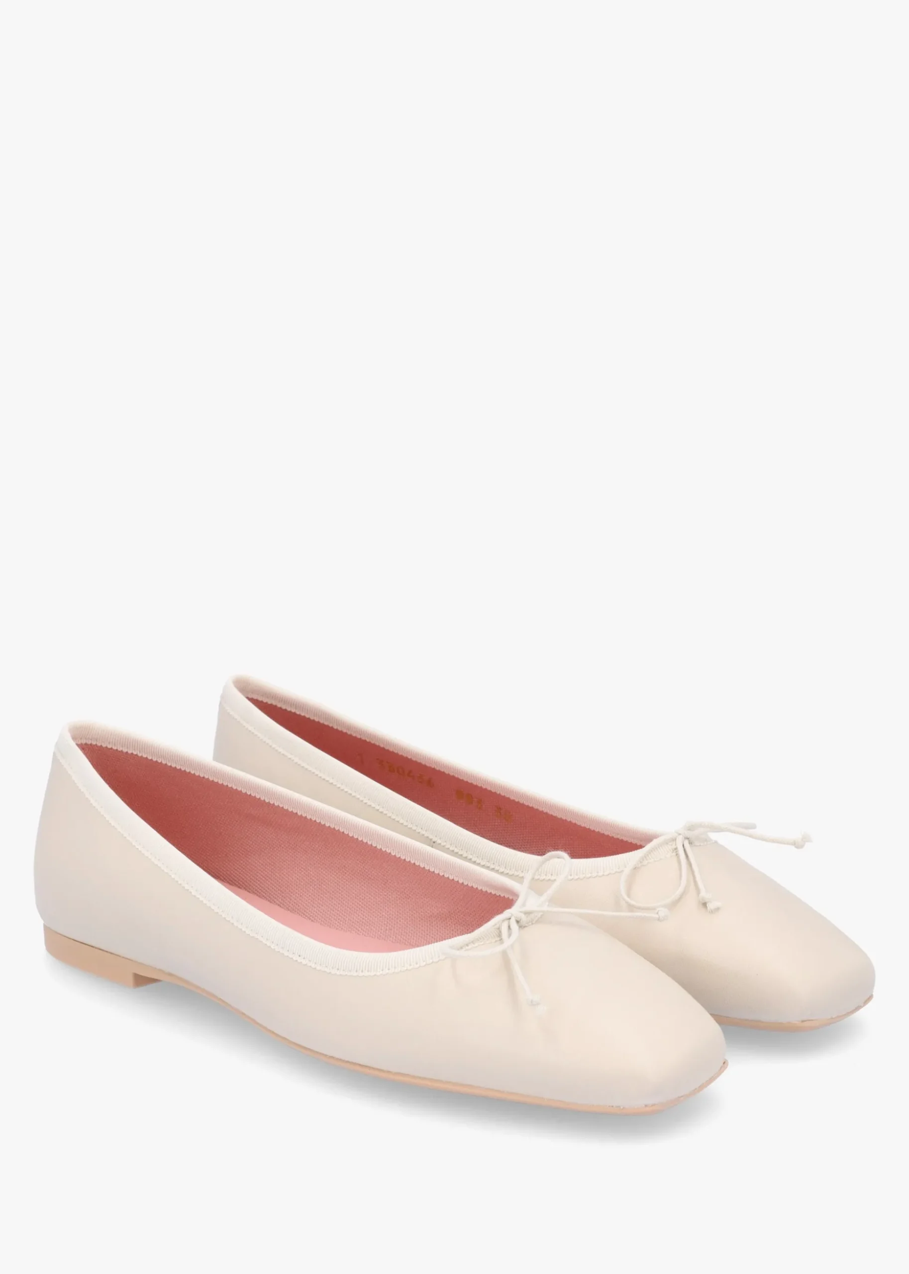 Camille Cream Leather Square Toe Ballerina Pumps