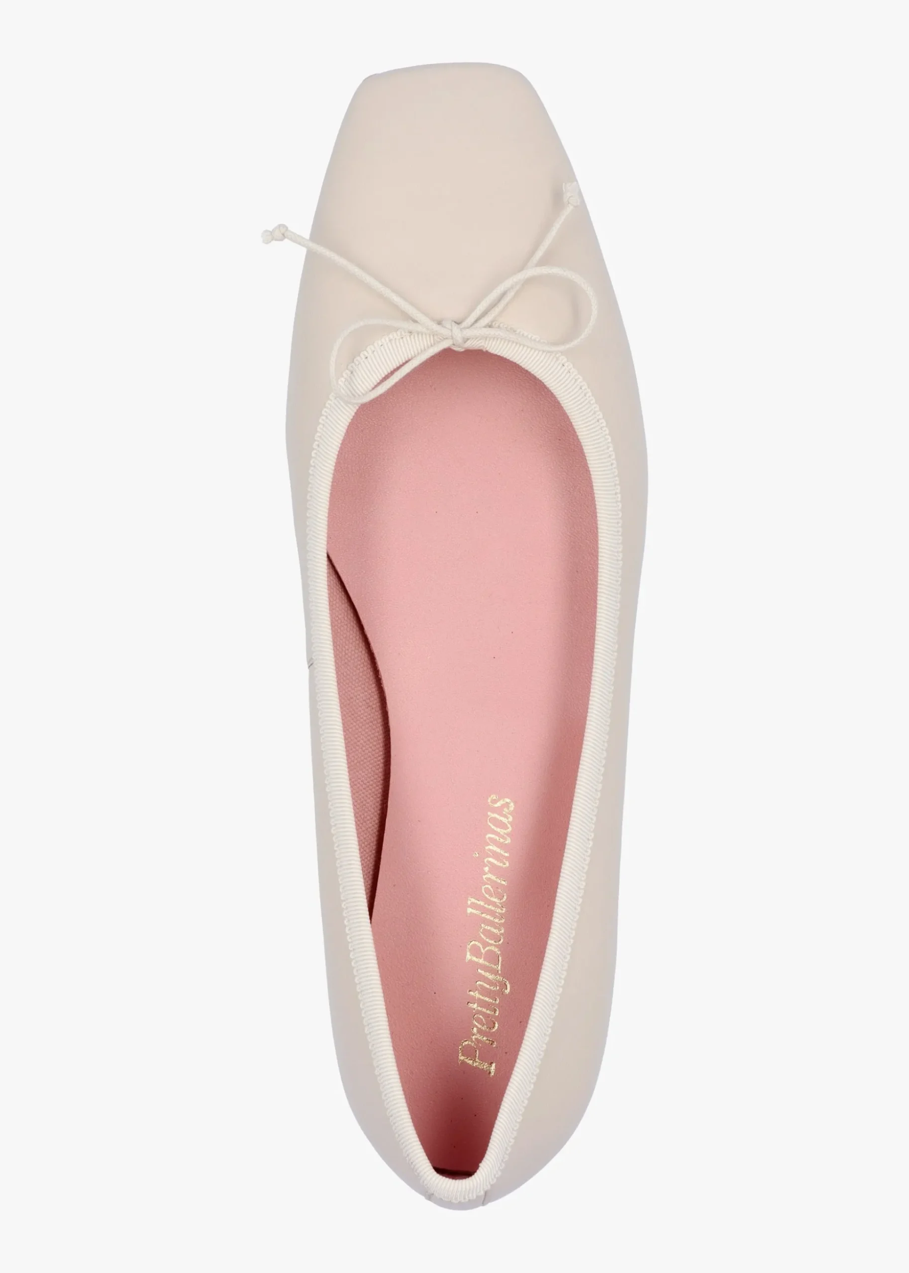 Camille Cream Leather Square Toe Ballerina Pumps