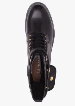 Cammie Black Leather Biker Ankle Boots