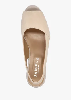 Canna Beige Suede Peep Toe Wedge Sandals