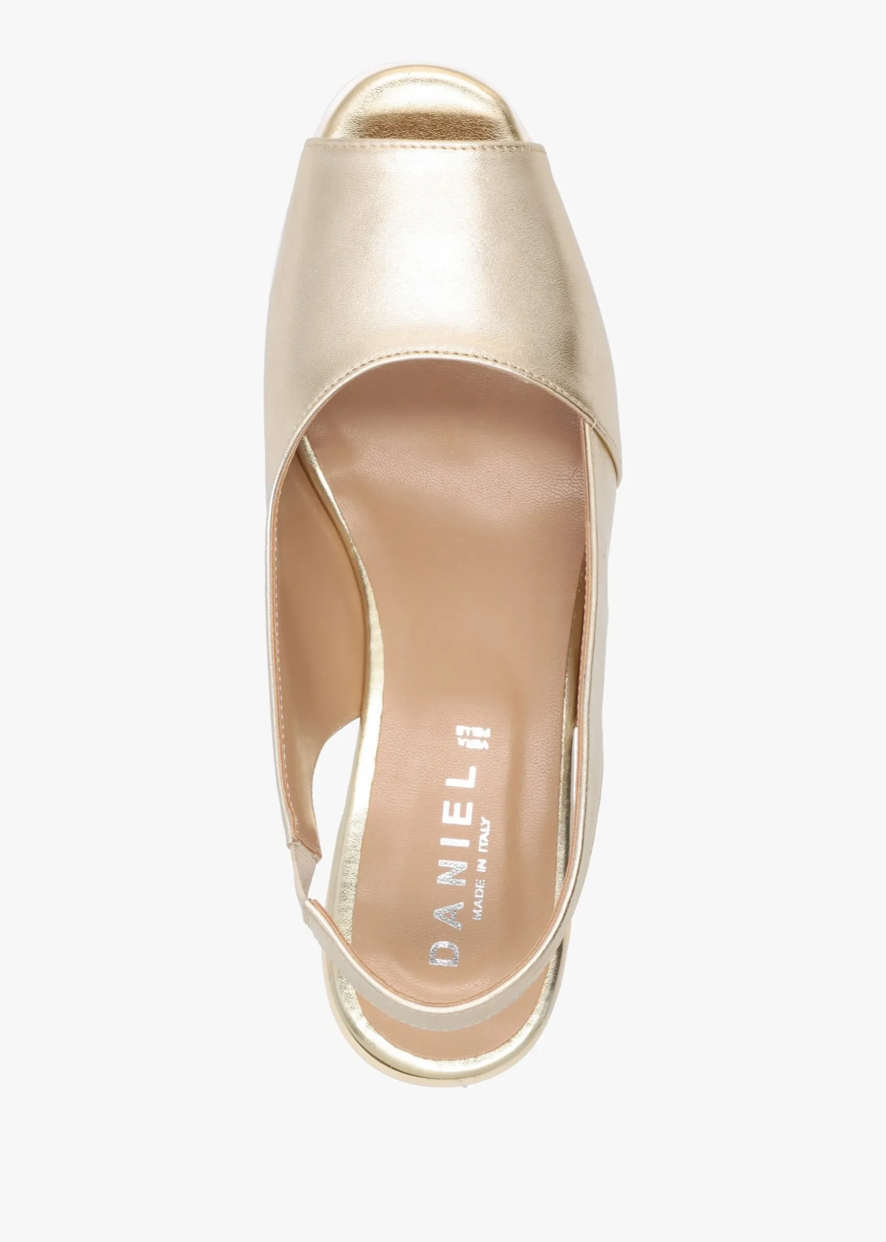 Canna Gold Leather Peep Toe Wedge Sandals